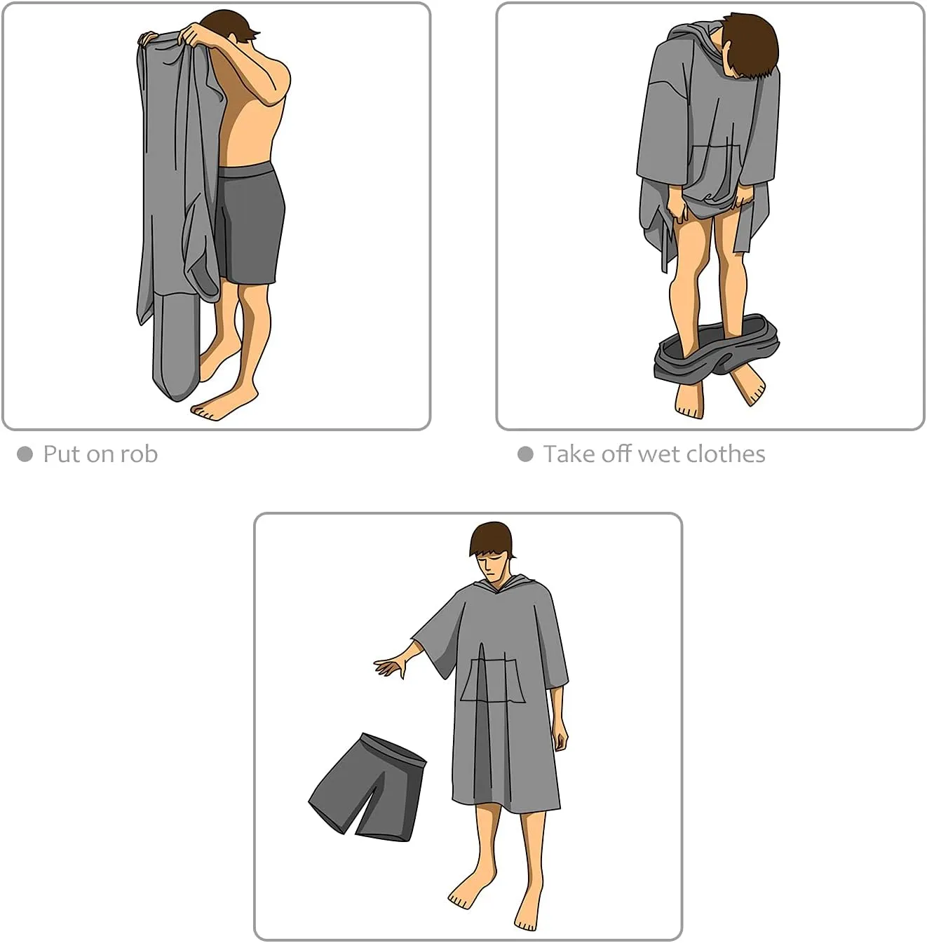 Catalonia Absorbent Surf Poncho Men Women, Quick Dry Towel Changing Poncho, Hooded Towel Poncho Adult, Changing Robe for Beach Surfing Swimming