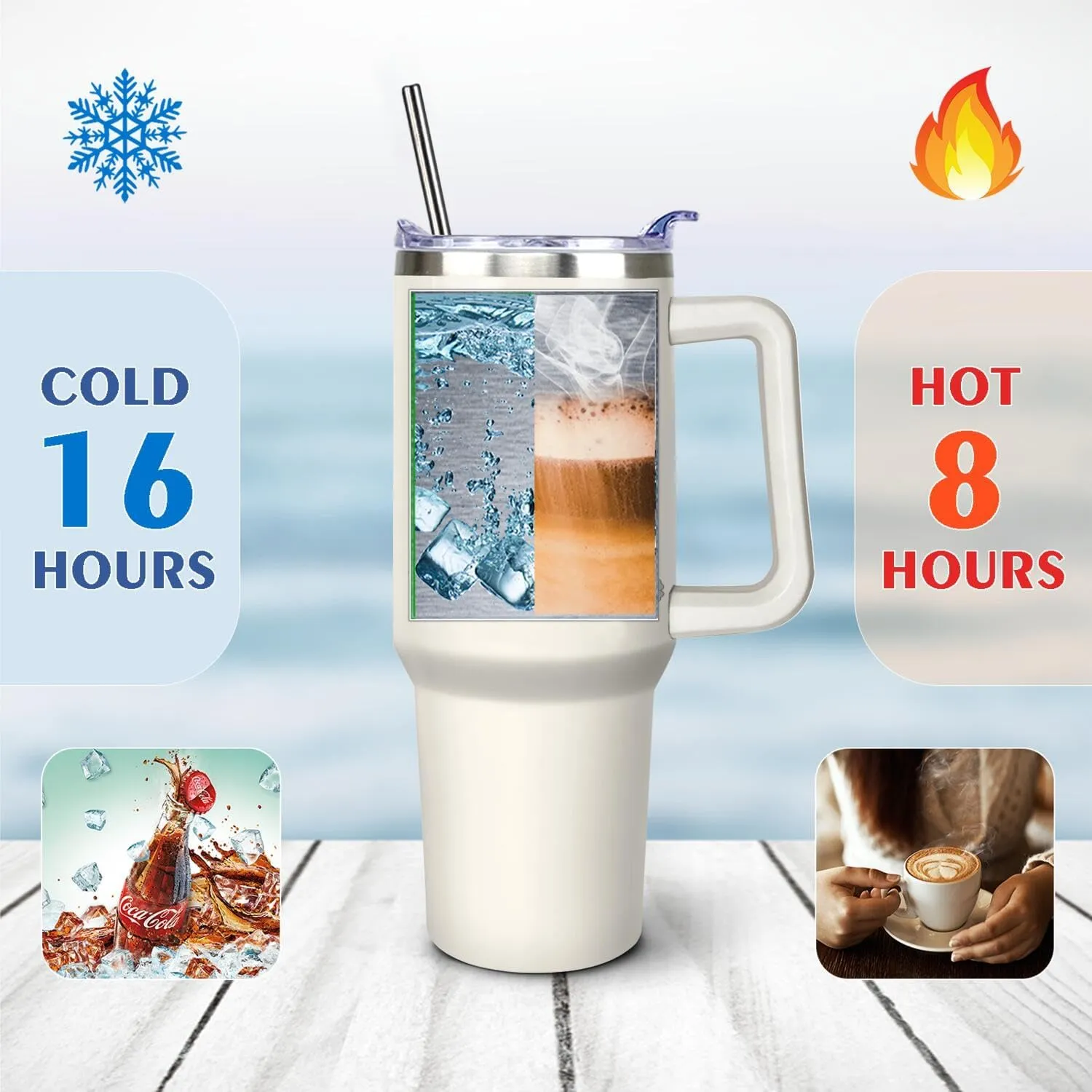 Ceovfoi 40 oz Grandma Vacuum Insulated Water Bottle Travel Coffee Mug Cup Tumbler with Handle Lid and Straw, Mothers Day Nana Gifts for Grandmother