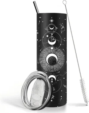 Ceovfoi Constellation Tumbler with Lid and Straw,Astrology Space Star Map Insulated Hot Cold Tumbler Mug,Birthday Zodiac Gifts for Women Girl