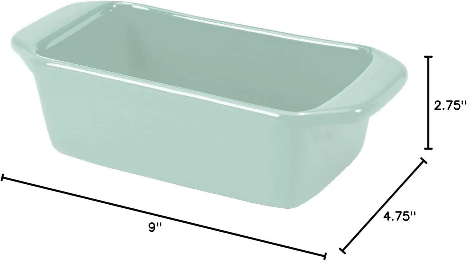 Chantal Classic 1.5 quart Ceramic Loaf Pan, 9" x 4.75" x 2.75", Sage Green, (93A-LF22 SA)