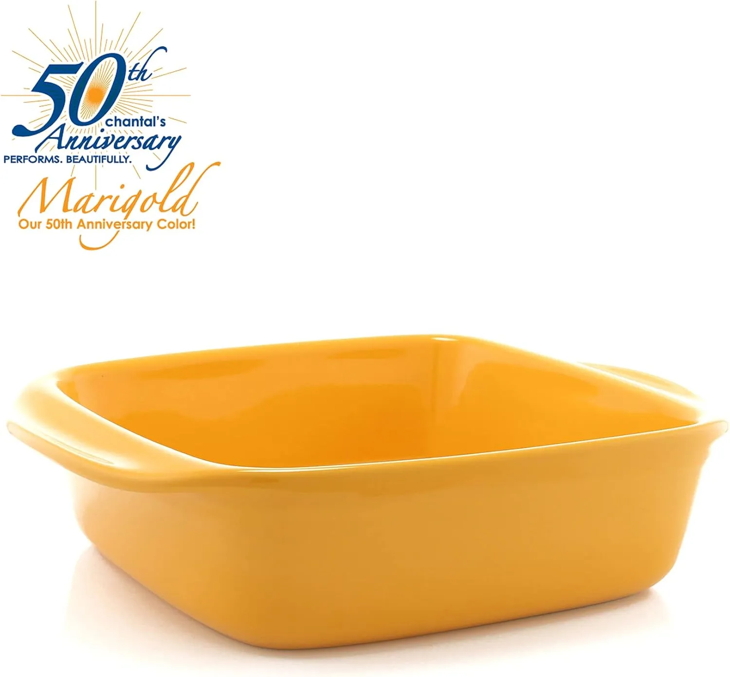 Chantal Classic Ceramic Baker, 2 quart, Marigold, 8" Sq Baker (93A-SQ20 MY)