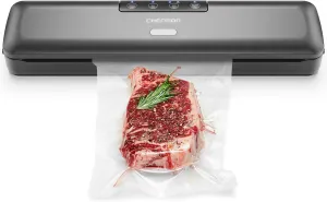 Chefman Food Vacuum Sealer Machine, Compact Vacuum Sealer with Moist & Dry Settings, Perfect for Sous Vide, Storage, and Freezer, One-Touch Operation, Vacuum Storage Bags Included – Black
