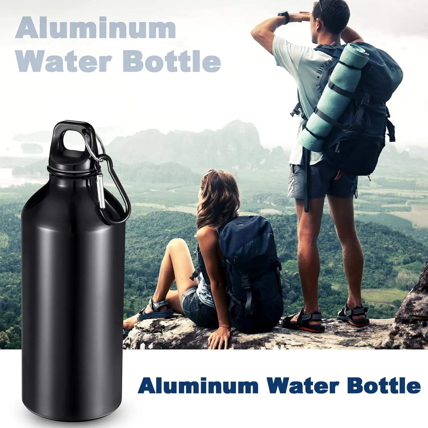 CHENGU 16 Pack Aluminum Water Bottles 20 Oz Blank Reusable Water Bottles Lightweight Aluminum Gym Travel Bottle Leak Proof Team Customized Bottles for Bike Bicycle Camping