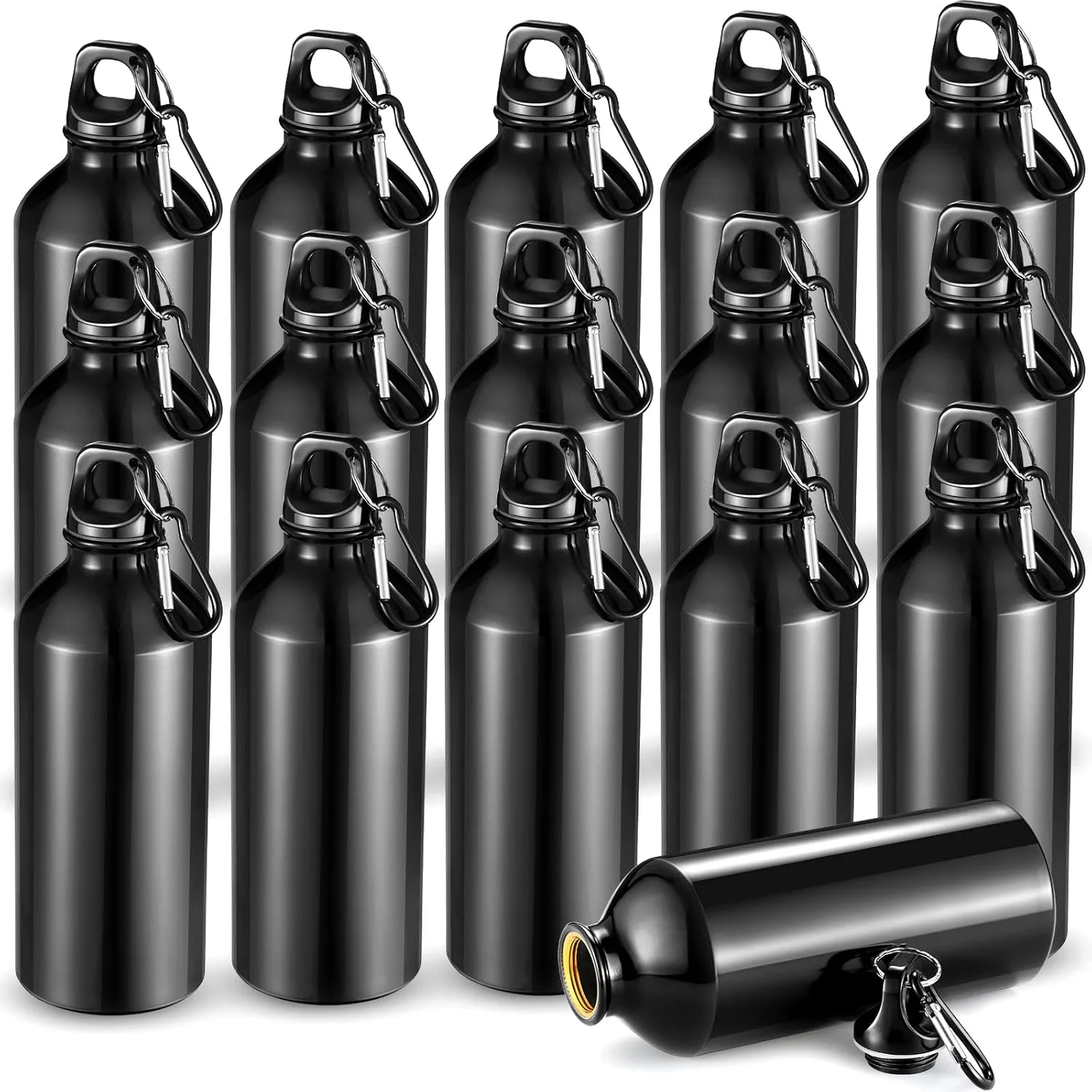 CHENGU 16 Pack Aluminum Water Bottles 20 Oz Blank Reusable Water Bottles Lightweight Aluminum Gym Travel Bottle Leak Proof Team Customized Bottles for Bike Bicycle Camping