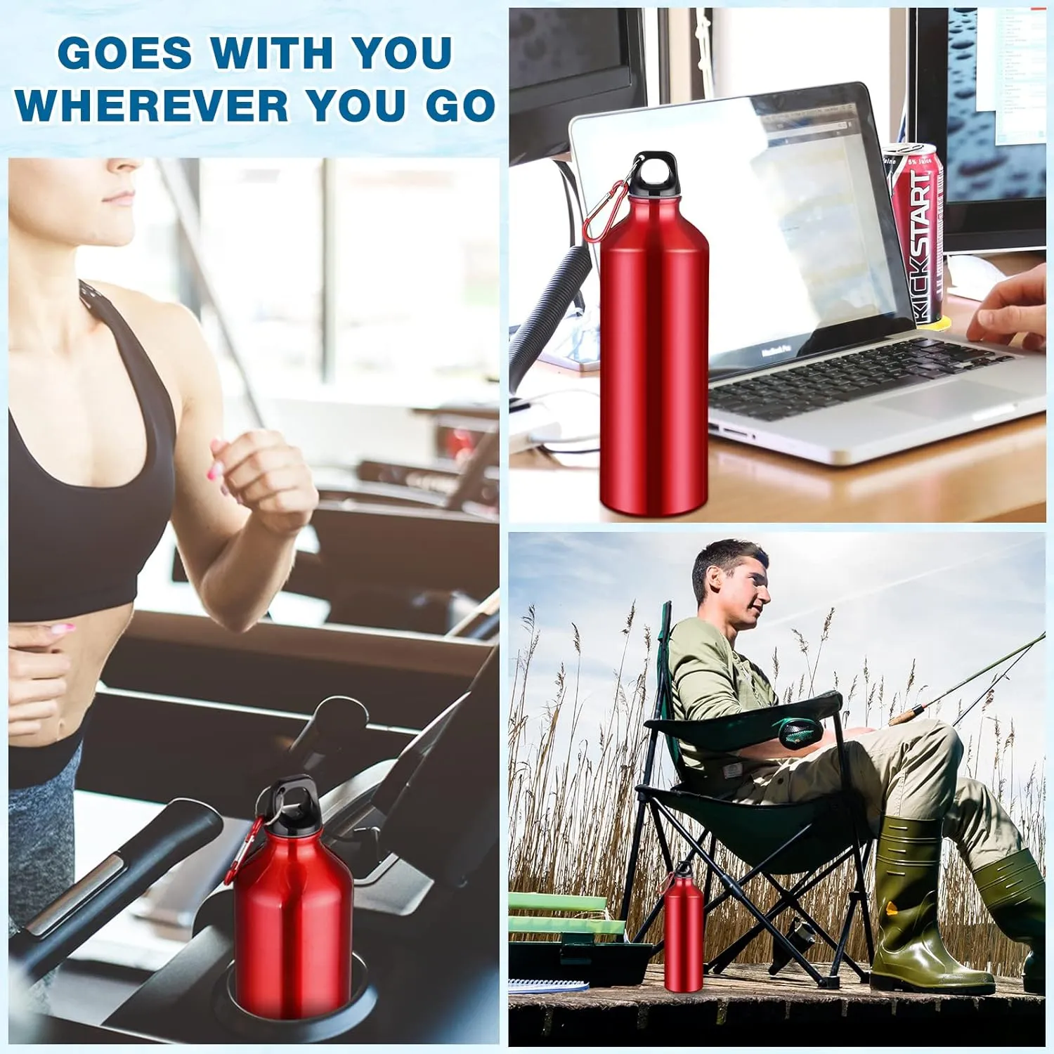 CHENGU 16 Pack Aluminum Water Bottles 20 Oz Blank Reusable Water Bottles Lightweight Aluminum Gym Travel Bottle Leak Proof Team Customized Bottles for Bike Bicycle Camping