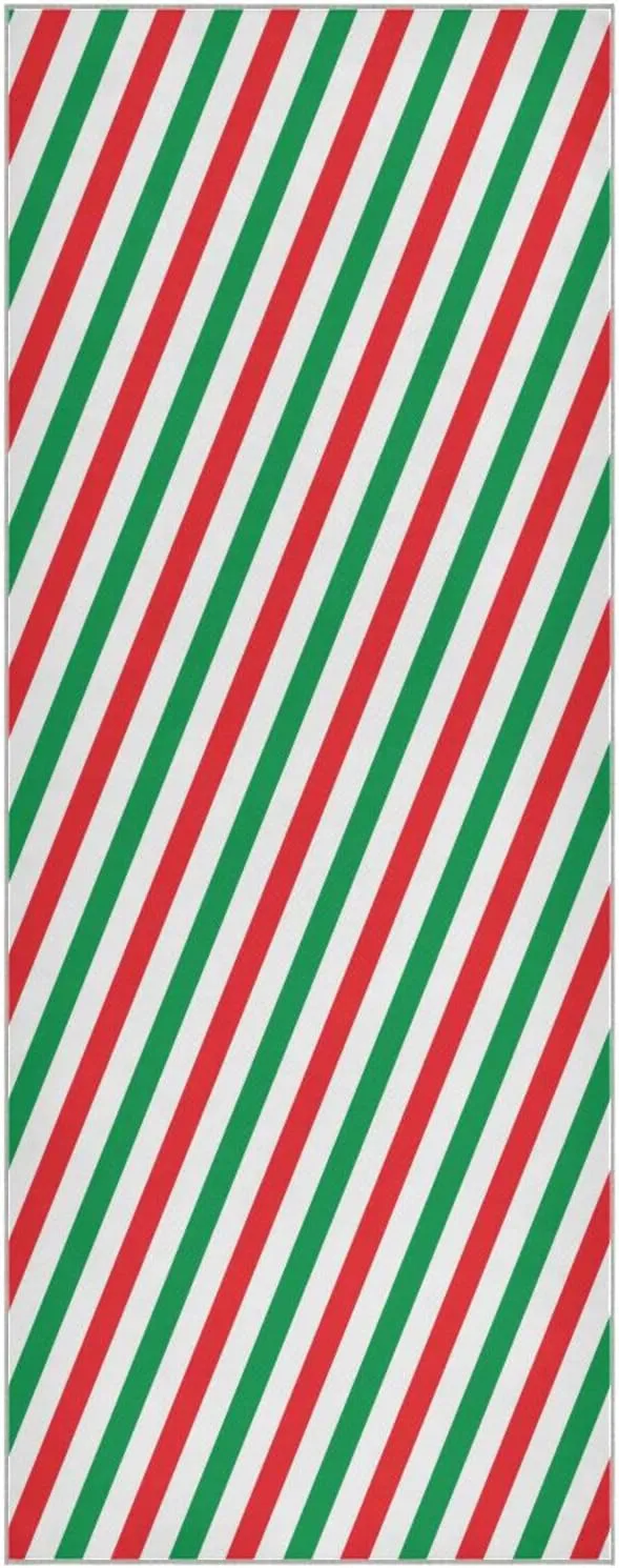 Christmas Red Green Stripedchristmas Pattern with Corgis Yoga Towel,Hot Yoga Mat Towel with Grip Dots Sweat Absorbent Non-Slip for Hot Yoga, 24" x72",Soft Yoga Blankets with Travel Bag,Pilates