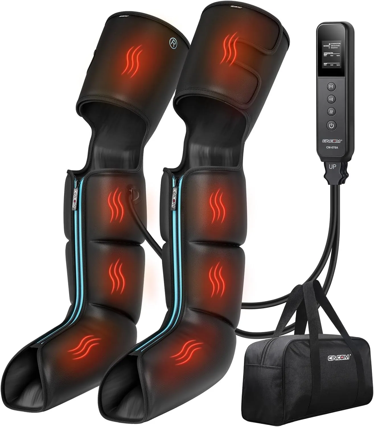 CINCOM Leg Massager with Heat and Compression, Air Compression Boots for Leg Calf & Foot Recovery, Edema Relief, FSA HSA Eligible