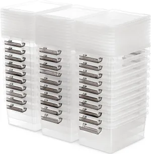 Citylife 1.3 QT 30 Packs Small Storage Bins Plastic Storage Container Stackable Box with Lids for Organizing, Clear White