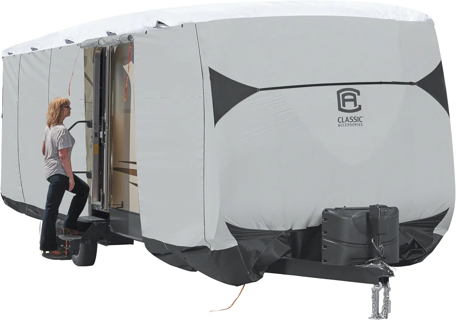 Classic Accessories 80-383-101401-EX Skyshield Travel Trailer Cover Grey 18 Ft. - 20 Ft.