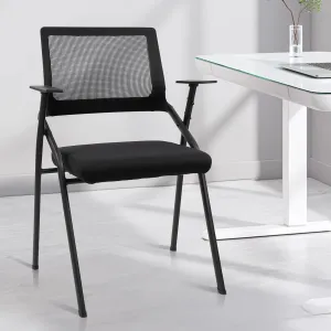 CLATINA Stackable & Foldable Office Chairs with Ergonomic Lumbar Support and Thickened Seat Cushion, Folding Mesh Fabric Reception Guest Chair for School Church Conference Waiting Room Black (1pk)