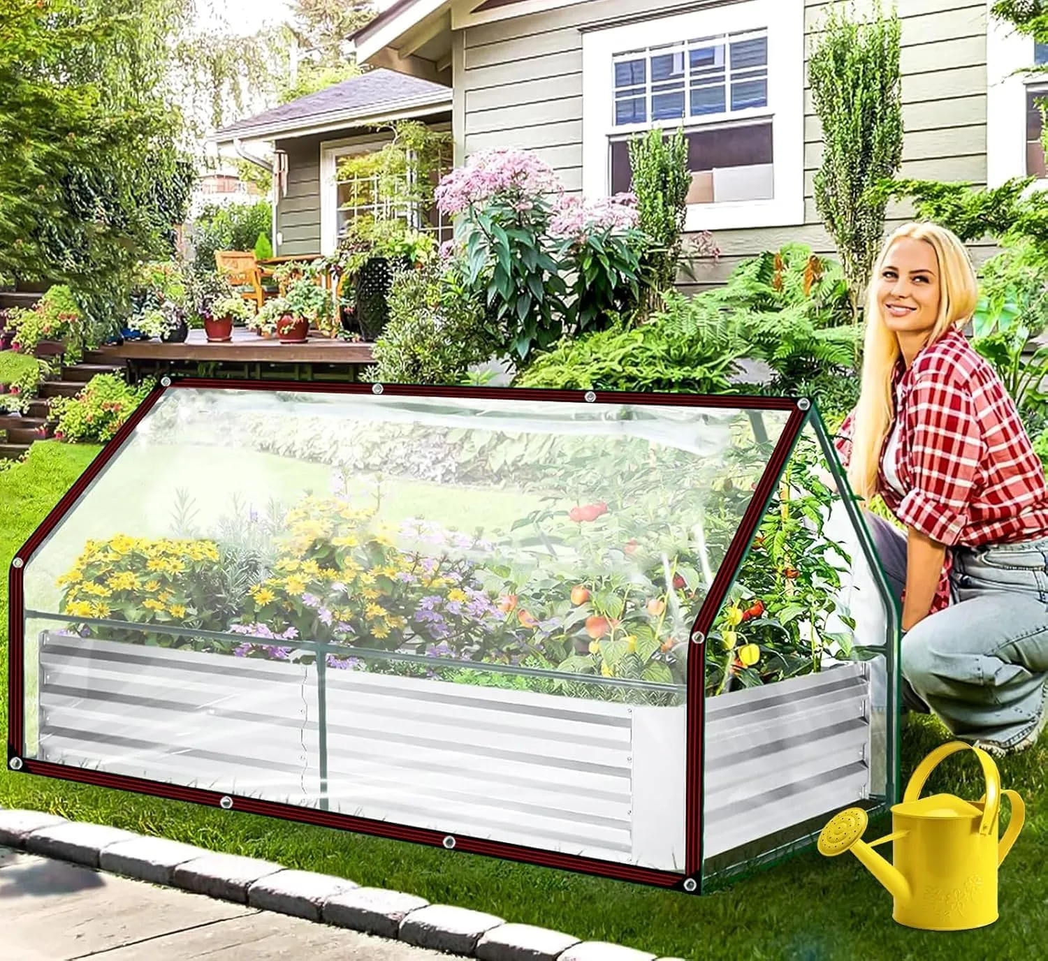 Clear Tarp - Heavy Duty Waterproof 6x8FT Plastic Tarps with Grommets Clear Vinyl Tarps for Outdoor Porches Transparent Tarpaulin for Patio Enclosure Roofs Greenhouse Plant Chicken Coop Cover