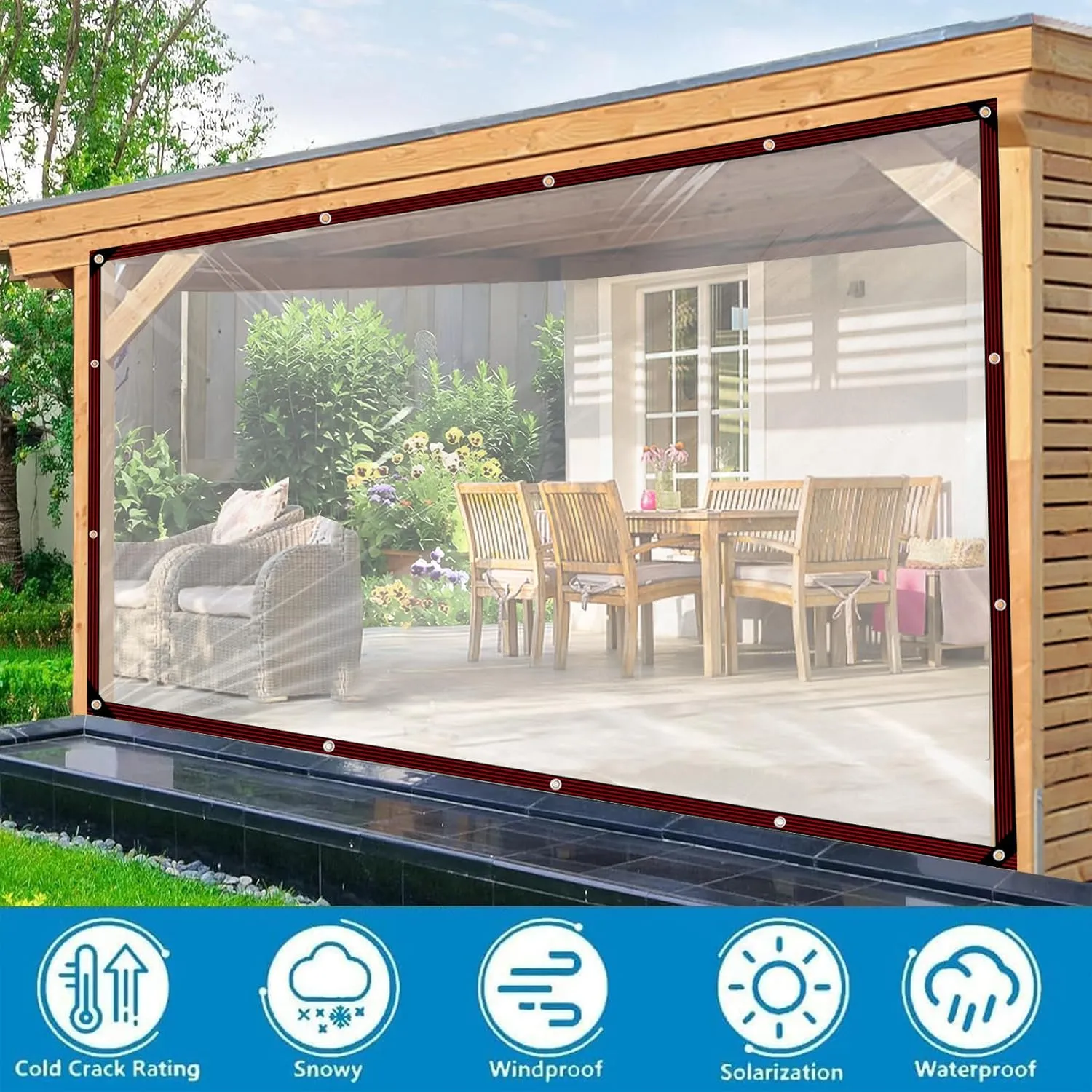 Clear Tarp - Heavy Duty Waterproof 6x8FT Plastic Tarps with Grommets Clear Vinyl Tarps for Outdoor Porches Transparent Tarpaulin for Patio Enclosure Roofs Greenhouse Plant Chicken Coop Cover