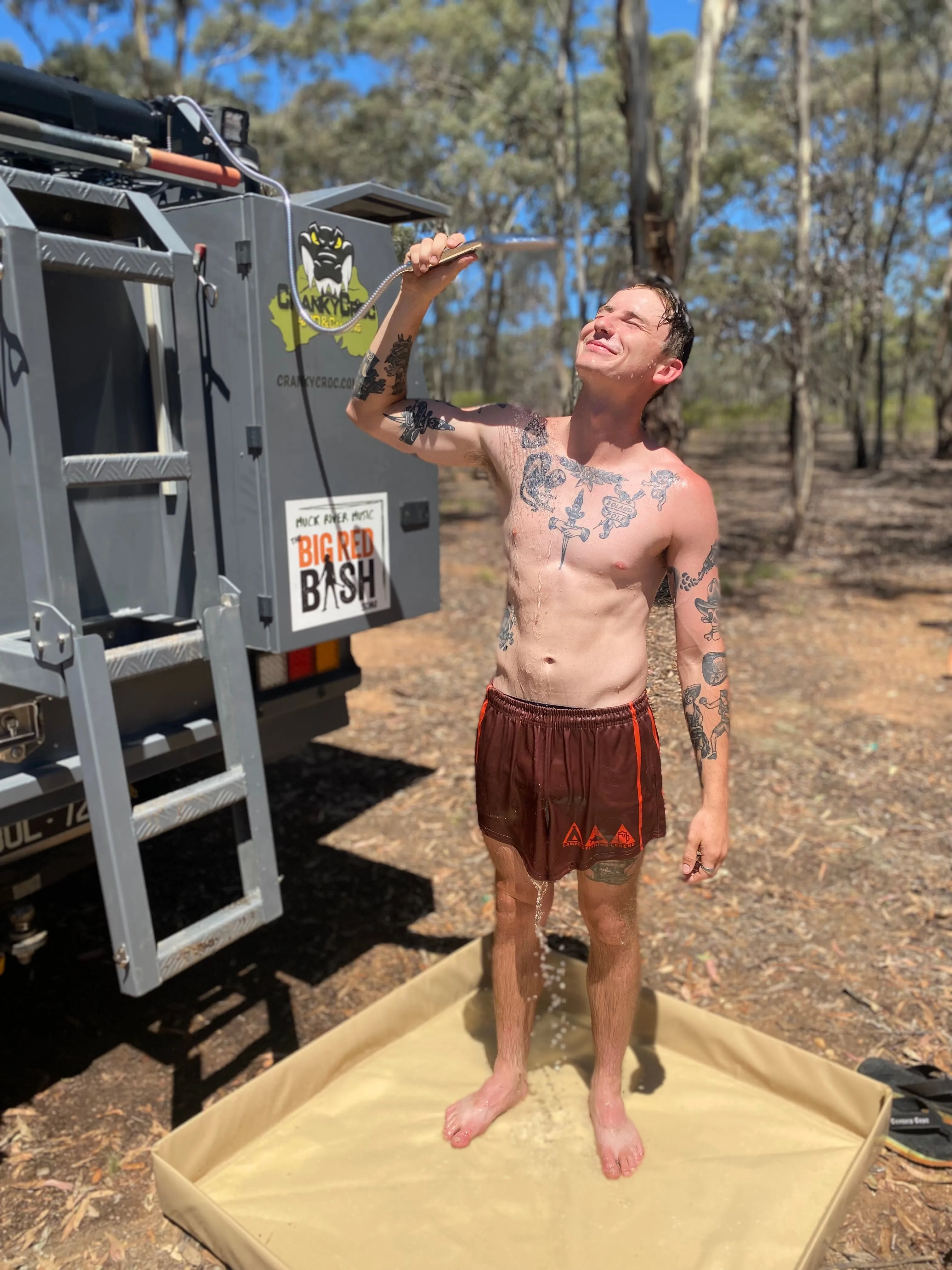 CLEARANCE-Foldable Camping Shower Base with drain hose