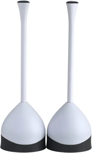 Clorox Toilet Plunger with Hideaway Caddy, Set of 2 – For Bathroom Organization and Storage, Bathroom Accessories, Toilet Unclogger, with Holder, White