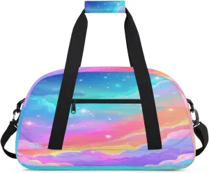 Colorful Clouds Gym Duffel Bag for Men Women Cartoon Pattern Sports Tote Bag with Adjustable Shoulder Strap for Dance Gymnastics Traveling Outdoor Camping Overnight Stay