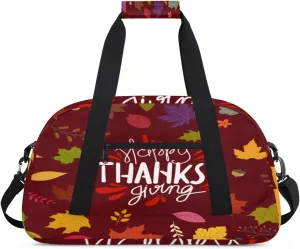 Colorful Maple Leaves Gym Duffel Bag for Men Women Leaf Sports Tote Bag with Adjustable Shoulder Strap for Dance Gymnastics Traveling Outdoor Camping Overnight Stay