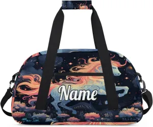 Colorful Running Horse Custom Name Sport Duffel Bag Dance Bag for Girls Teens Personalized Ballet Bag Gift for Birthday Christmas Helloween