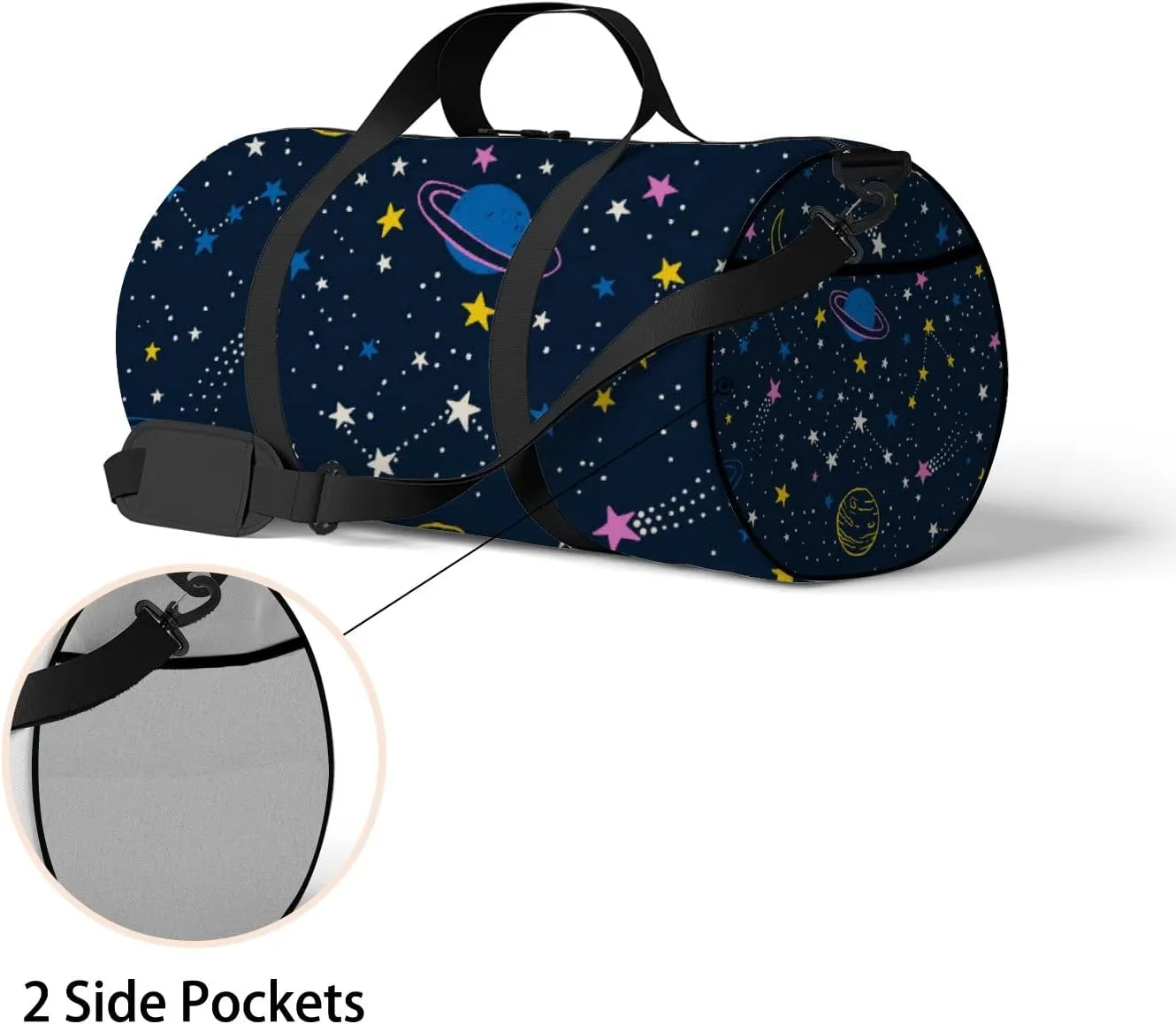 Colorful Space Planets Sports Bag Tote Bag Waterproof Gym Bag with Shoulder Strap Zipper 2 Side Pockets for Men and Women, Travel and Storage Shoulder Bag.
