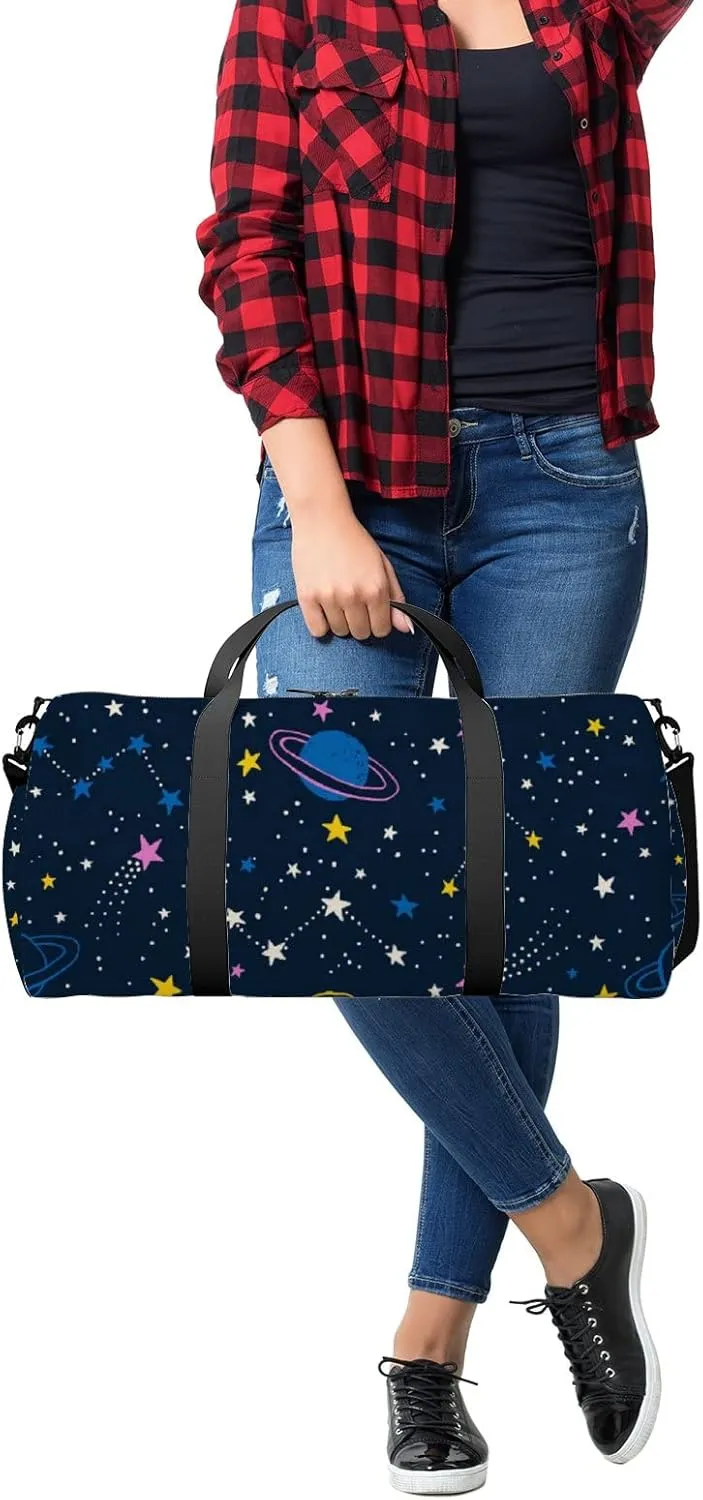 Colorful Space Planets Sports Bag Tote Bag Waterproof Gym Bag with Shoulder Strap Zipper 2 Side Pockets for Men and Women, Travel and Storage Shoulder Bag.