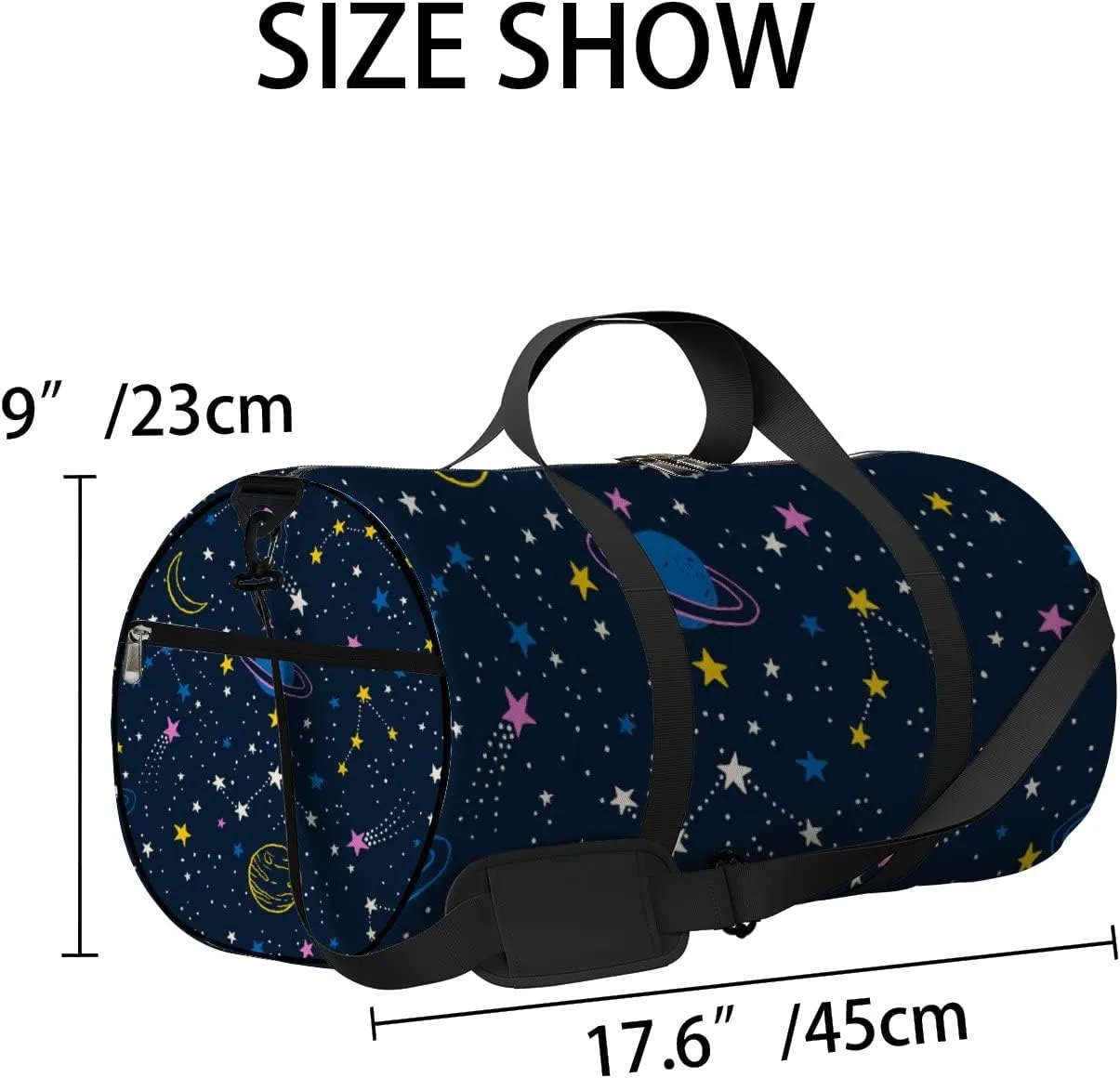 Colorful Space Planets Sports Bag Tote Bag Waterproof Gym Bag with Shoulder Strap Zipper 2 Side Pockets for Men and Women, Travel and Storage Shoulder Bag.