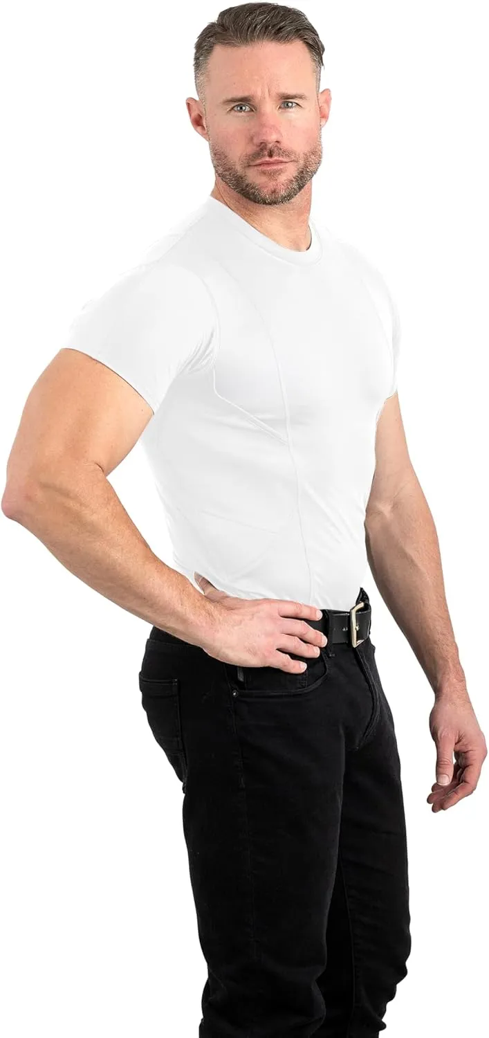 Concealed Carry Holster Shirt | Quick Access Open Pocket with Large Storage | Mens Crew