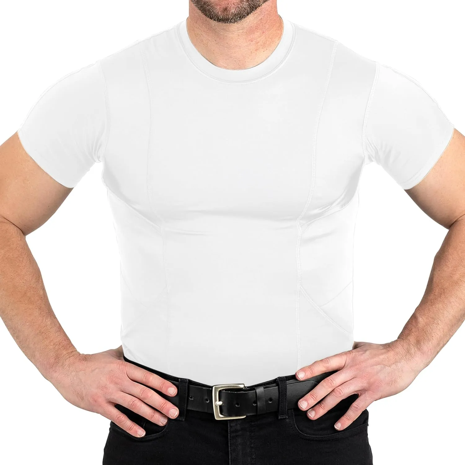 Concealed Carry Holster Shirt | Quick Access Open Pocket with Large Storage | Mens Crew