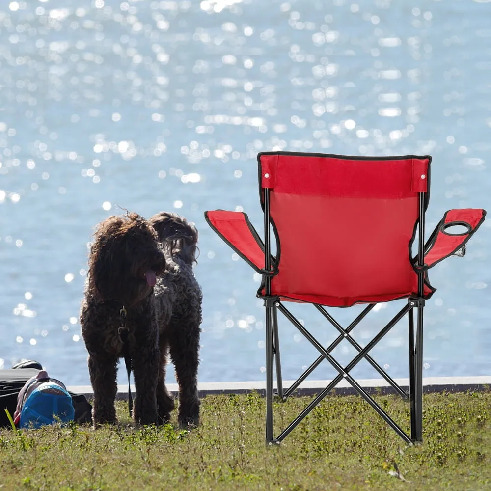 COOKCOK Small Camp Chair, Iron Pipe 600D Oxford Cloth, 18.5"D x 16.5"H x 19.7"W, 230lbs, Red