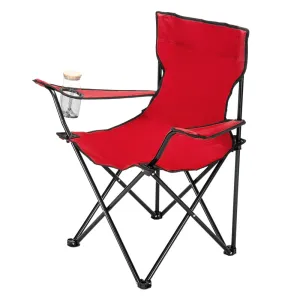 COOKCOK Small Camp Chair, Iron Pipe 600D Oxford Cloth, 18.5"D x 16.5"H x 19.7"W, 230lbs, Red