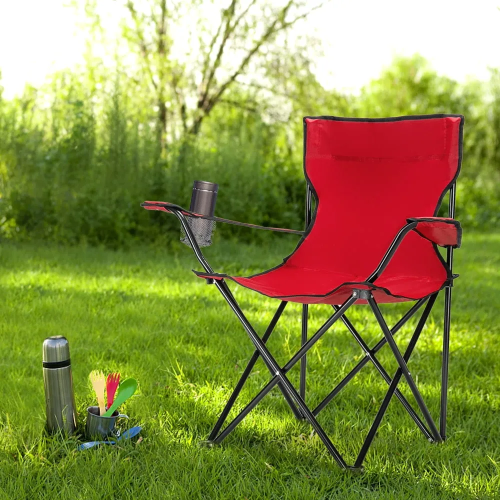 COOKCOK Small Camp Chair, Iron Pipe 600D Oxford Cloth, 18.5"D x 16.5"H x 19.7"W, 230lbs, Red