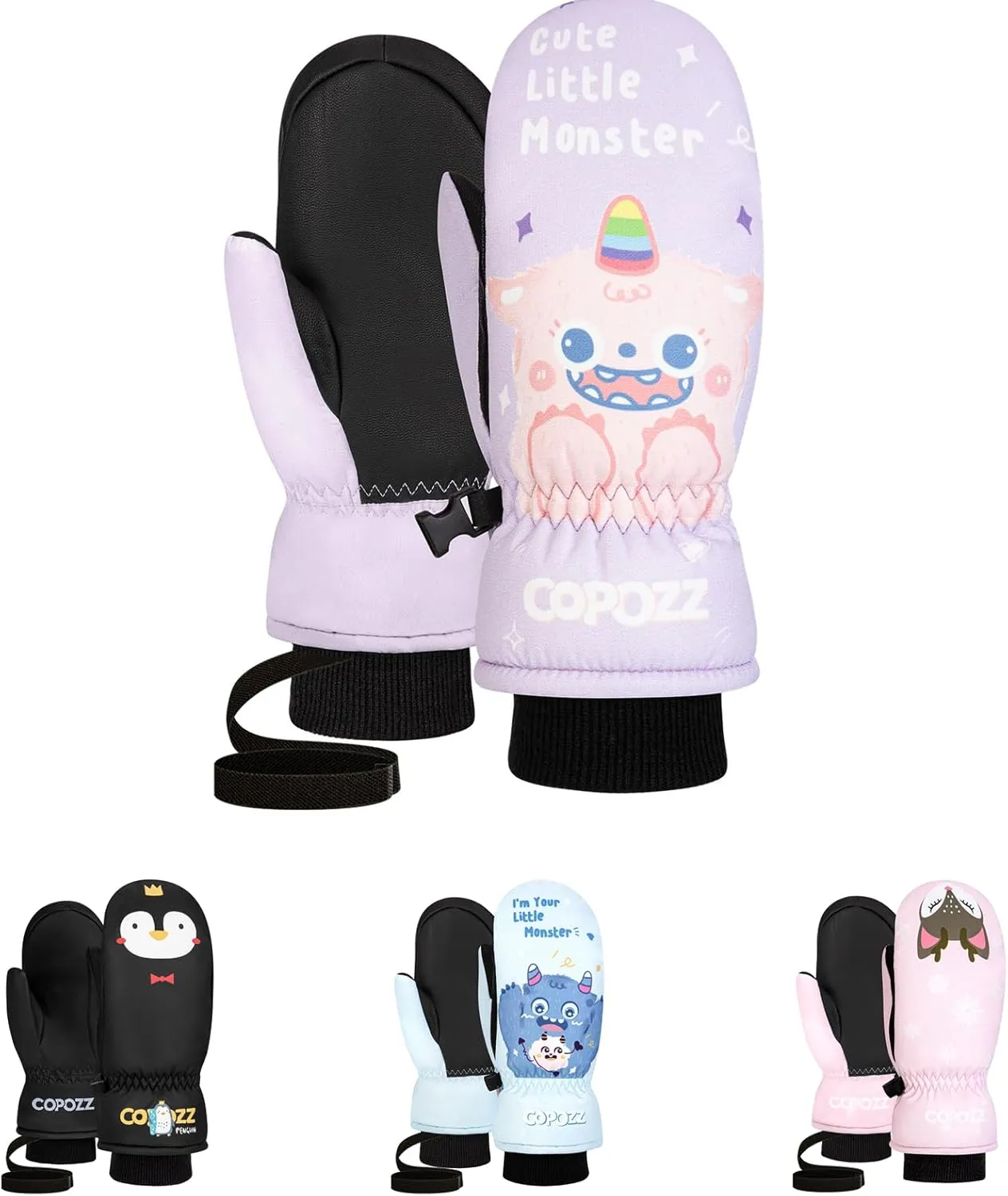 COPOZZ Ski Mittens Kids, 3M Thinsulate Insulated Thermal Child Snow Gloves Windproof Warm Winter Ski Gloves for Boys Girls