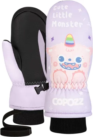 COPOZZ Ski Mittens Kids, 3M Thinsulate Insulated Thermal Child Snow Gloves Windproof Warm Winter Ski Gloves for Boys Girls