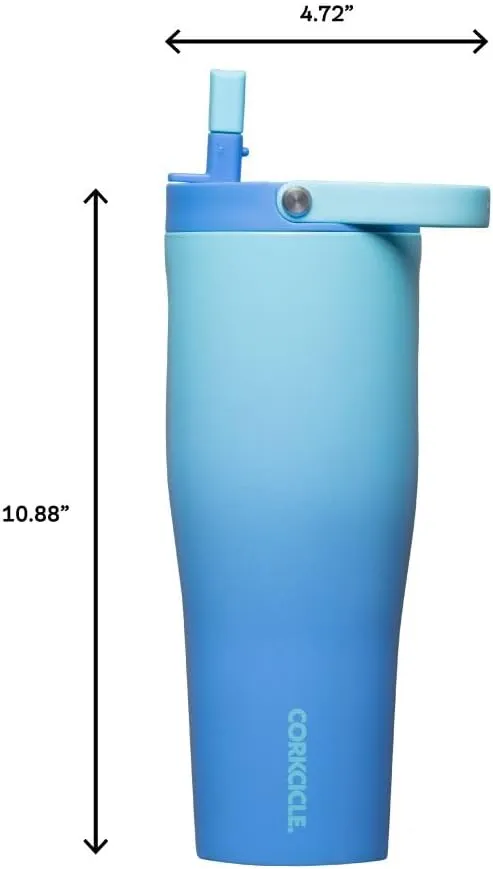 Corkcicle Go Cup XL Insulated Tumbler with Lid and Straw, Boom Box Blue, 30 oz – Reusable Water Bottle Keeps Beverages Cold for 12hrs – Cupholder Friendly Tumbler, Leak-Proof Design