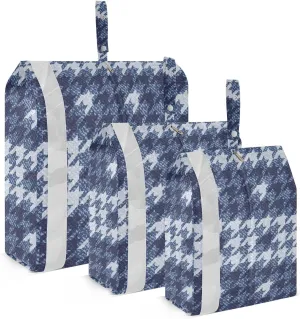 Cowboy Houndstooth Tweed Travel Storage Bag with Lanyard - Portable Lightweight Classified Storage Bag with Zipper, Dust and Waterproof Travel Packing Cube for Suitcase,3 Pieces