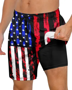 Cozople Mens Swimming Trunks with Compression Liner Swim Shorts 7 inch Quick Dry Bathing Suit Anti Chafe Boardshorts