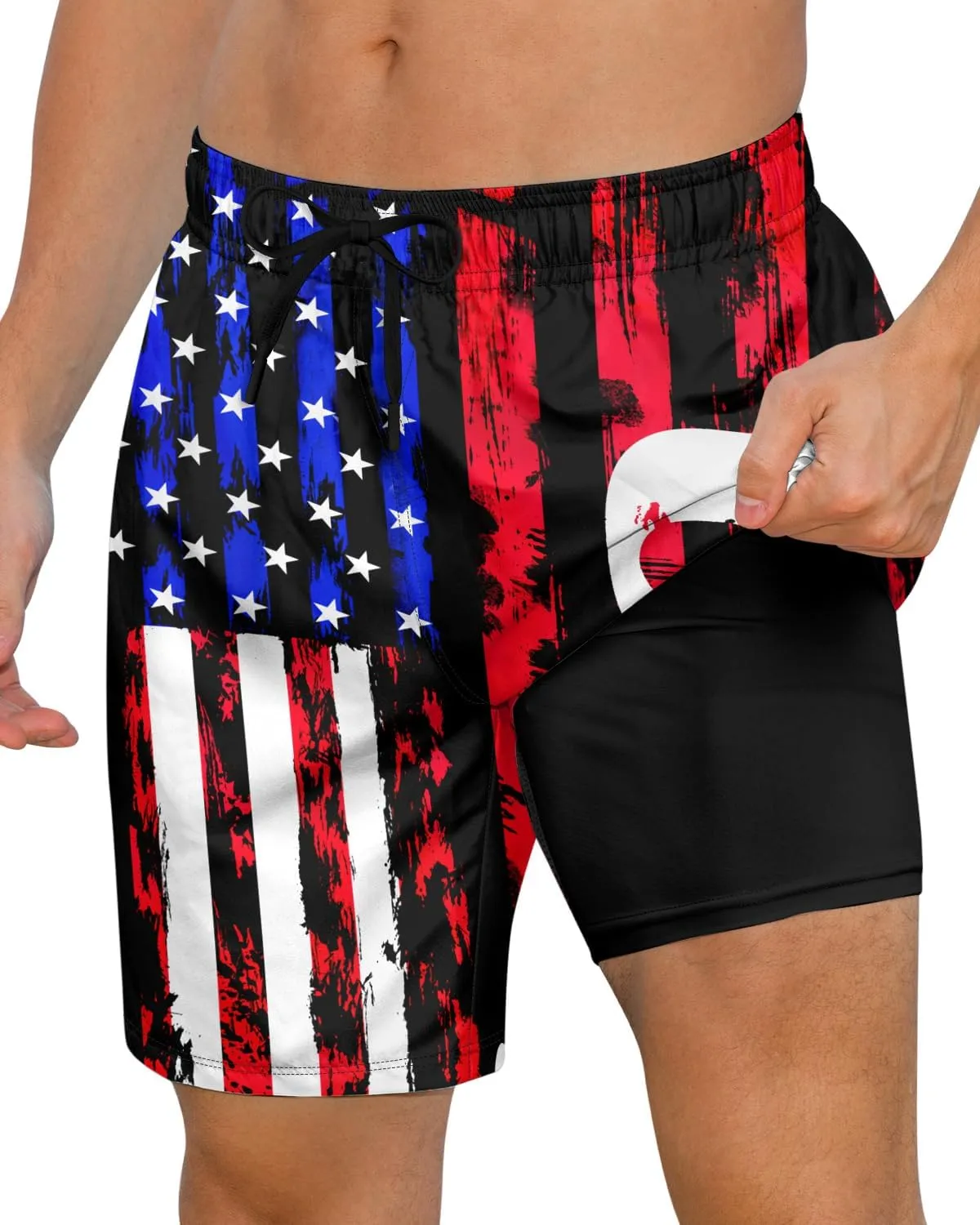 Cozople Mens Swimming Trunks with Compression Liner Swim Shorts 7 inch Quick Dry Bathing Suit Anti Chafe Boardshorts