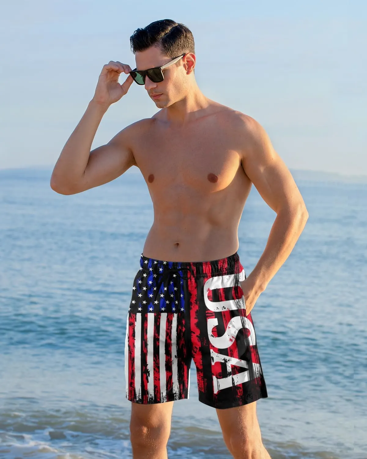 Cozople Mens Swimming Trunks with Compression Liner Swim Shorts 7 inch Quick Dry Bathing Suit Anti Chafe Boardshorts