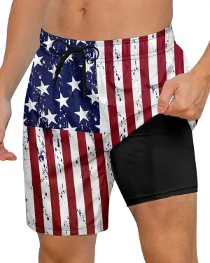 Cozople Mens Swimming Trunks with Compression Liner Swim Shorts 7 inch Quick Dry Bathing Suit Anti Chafe Boardshorts