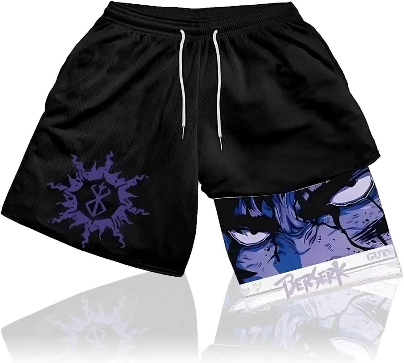 CROWN Anime Gym Shorts - Breathable Stretch Compression Short with Pockets
