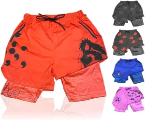 CROWN Anime Shorts - Breathable Stretch Compression Gym Short with Pockets and Towel Holder