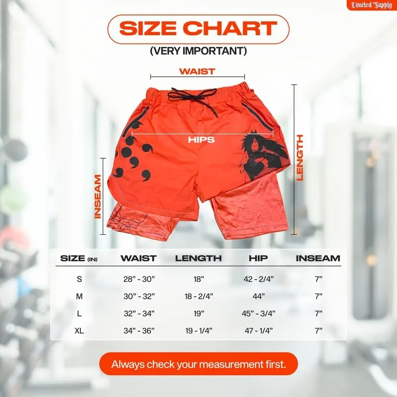 CROWN Anime Shorts - Breathable Stretch Compression Gym Short with Pockets and Towel Holder