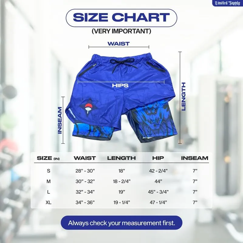 CROWN Anime Shorts - Breathable Stretch Compression Gym Short with Pockets and Towel Holder