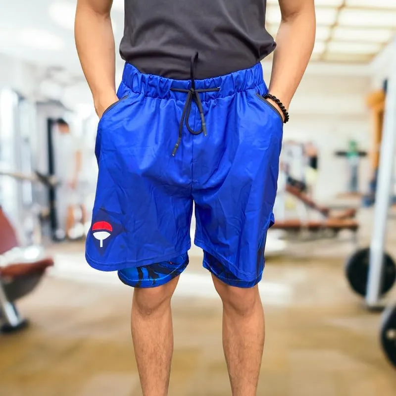 CROWN Anime Shorts - Breathable Stretch Compression Gym Short with Pockets and Towel Holder