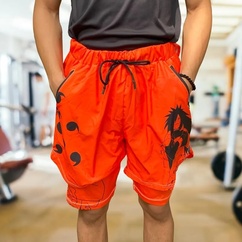 CROWN Anime Shorts - Breathable Stretch Compression Gym Short with Pockets and Towel Holder