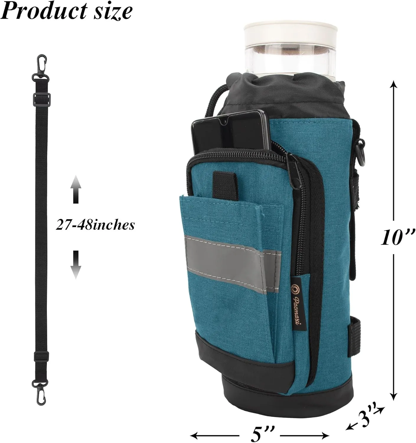 Crutch Bag Lightweight Crutch Accessories Storage Pouch with Reflective Strap and Front Zipper Pocket for Universal Crutch Bag to Keep Item Safety (Blue)