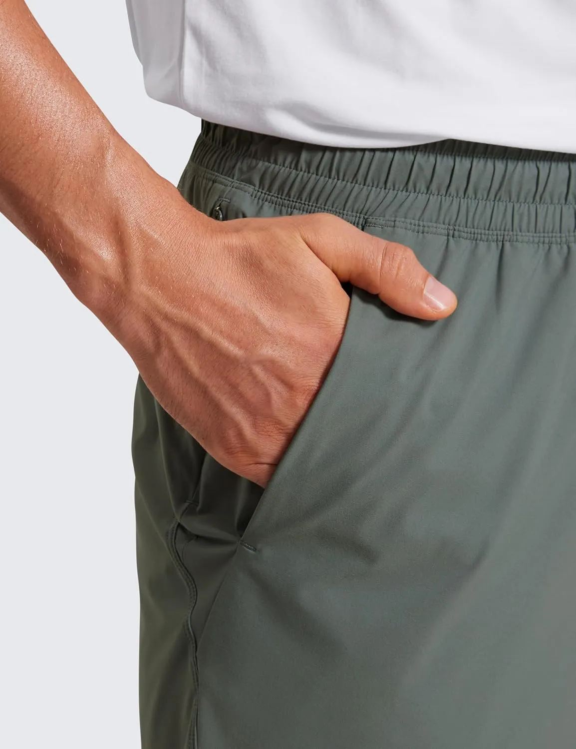 CRZ YOGA Casual Workout Mens Shorts 7 Inch Lightweight Quick Dry for Gym Athletic with Zipper Pocket