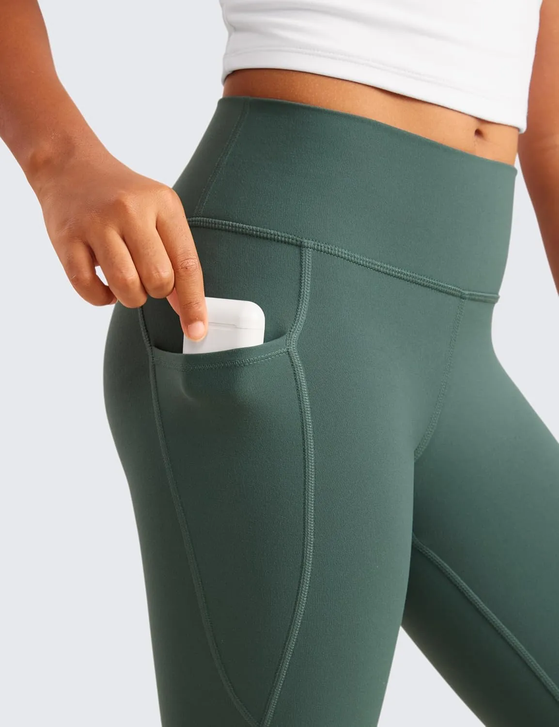 CRZ YOGA Girls Butterluxe Athletic Leggings with Pockets - High Waist Lounge Kids Teen Pants Yoga Active Dance Running Tights