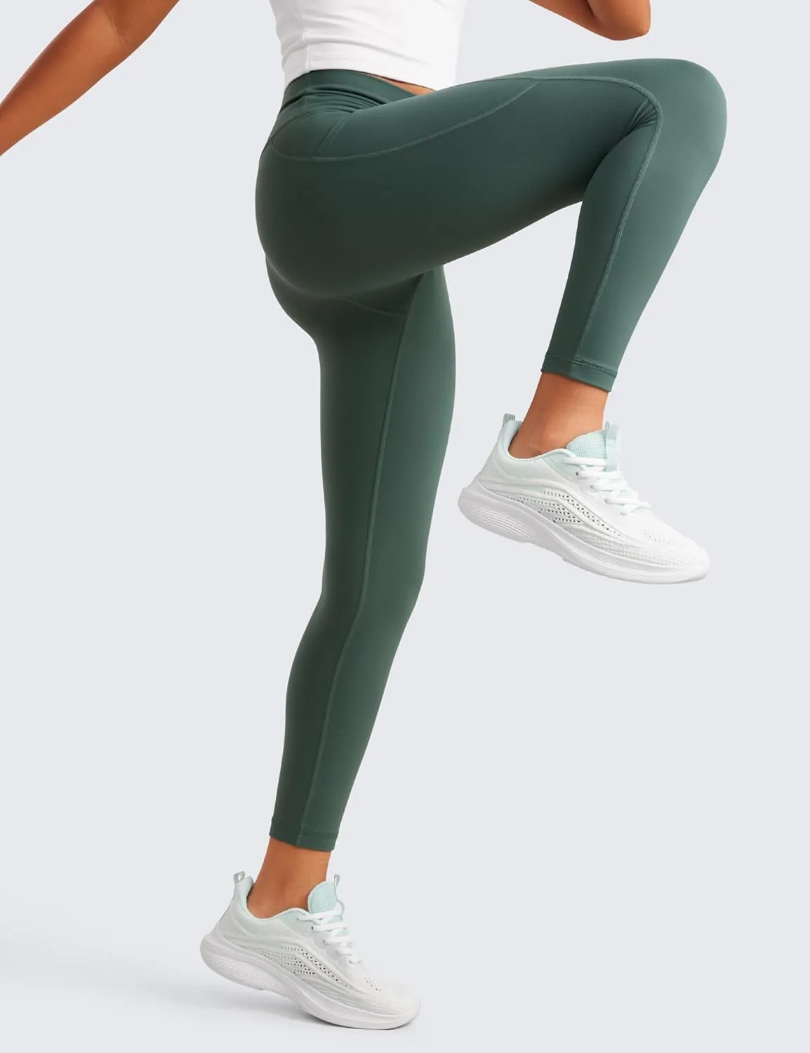 CRZ YOGA Girls Butterluxe Athletic Leggings with Pockets - High Waist Lounge Kids Teen Pants Yoga Active Dance Running Tights