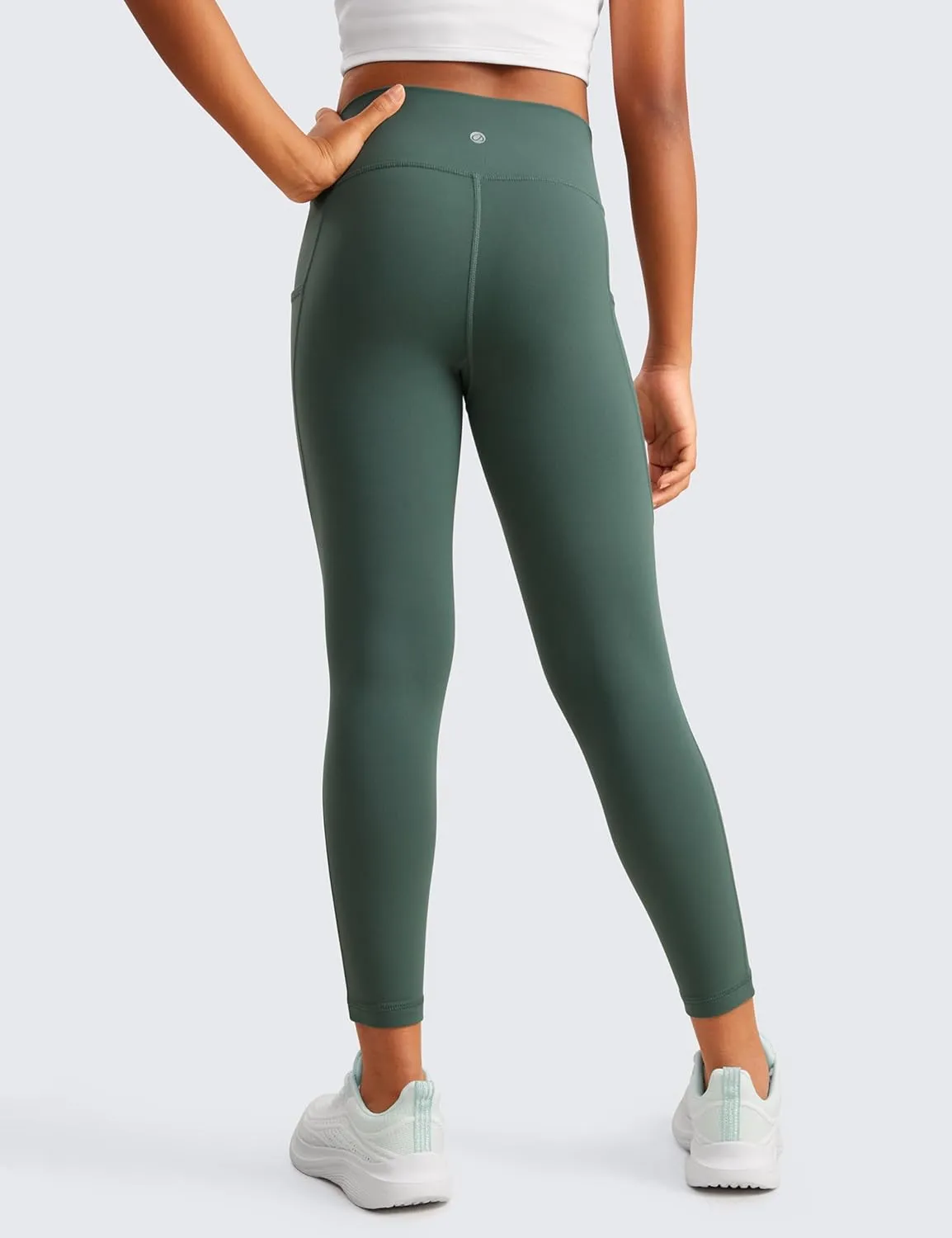 CRZ YOGA Girls Butterluxe Athletic Leggings with Pockets - High Waist Lounge Kids Teen Pants Yoga Active Dance Running Tights