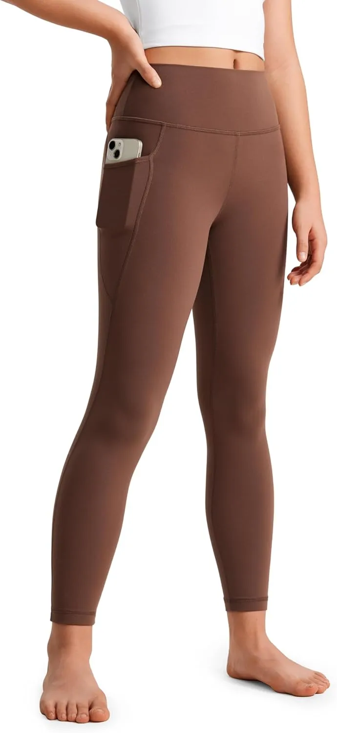 CRZ YOGA Girls Butterluxe Athletic Leggings with Pockets - High Waist Lounge Kids Teen Pants Yoga Active Dance Running Tights