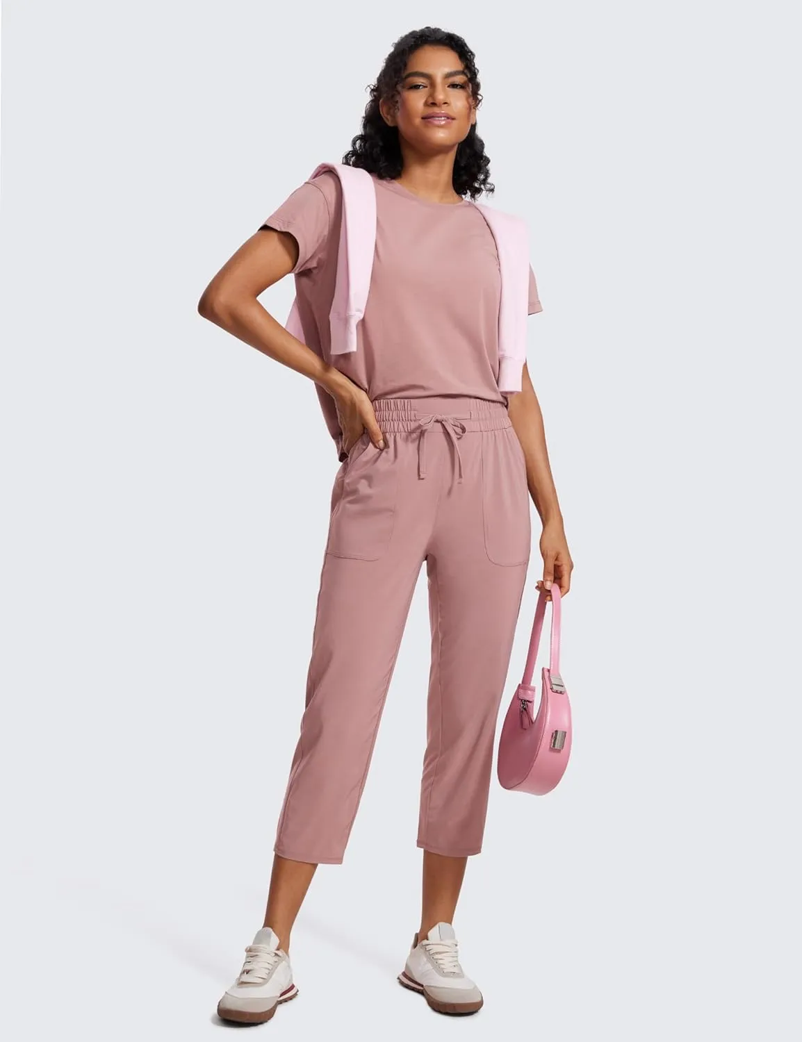 CRZ YOGA Lightweight Capri for Women 23" Cropped Casual Lounge Work Athletic Travel Pants with Pockets Quick Dry Summer